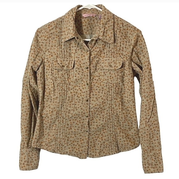 Overdrive Corduroy Snap Closure Blouse Size Medium - Picture 2 of 7